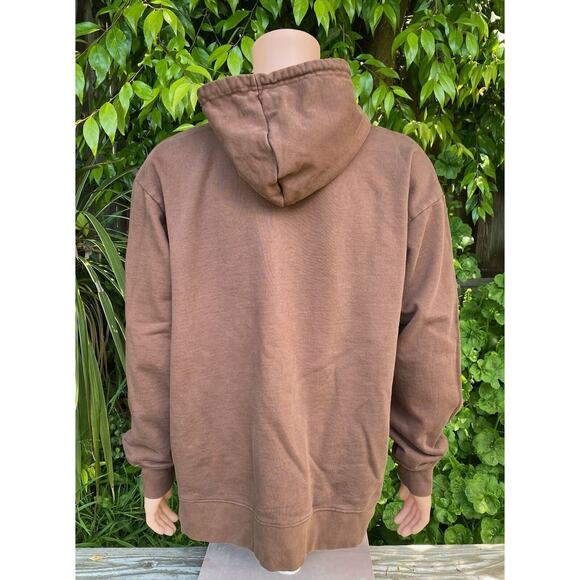 Market Love Carefully Brown Textured Hooded Sweatshirt Unisex XL Cotton Designer - Picture 5 of 8